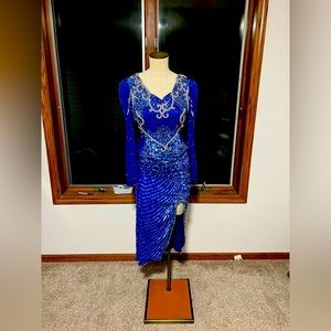 Blue beaded formal/prom dress. Size 8. Worn once.